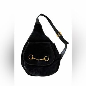 Gucci Black Shoulder Bag with Gold Accents